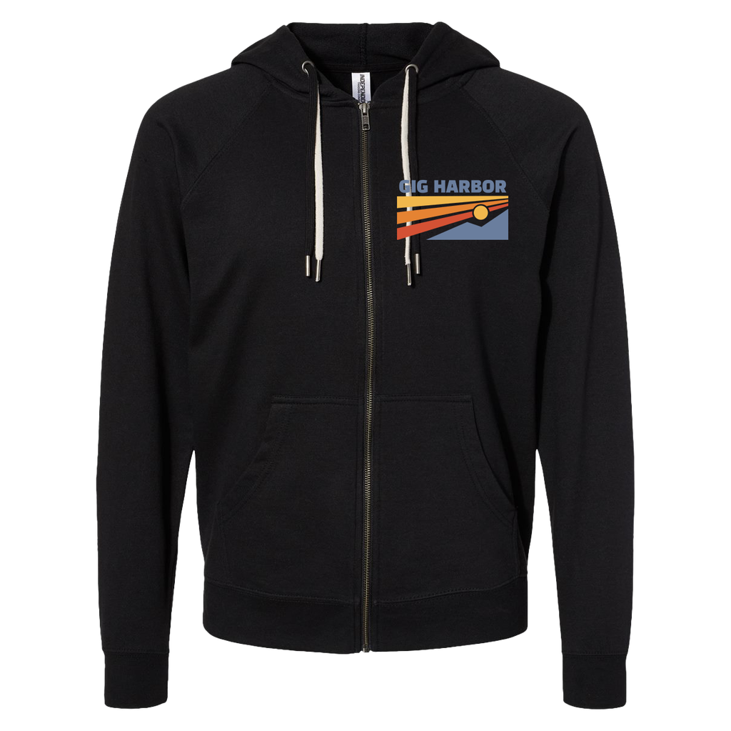 Sky Mountain Soft Fleece Hooded Zip-Up, Style: Gig Harbor, Color: Black, Size: X-Small