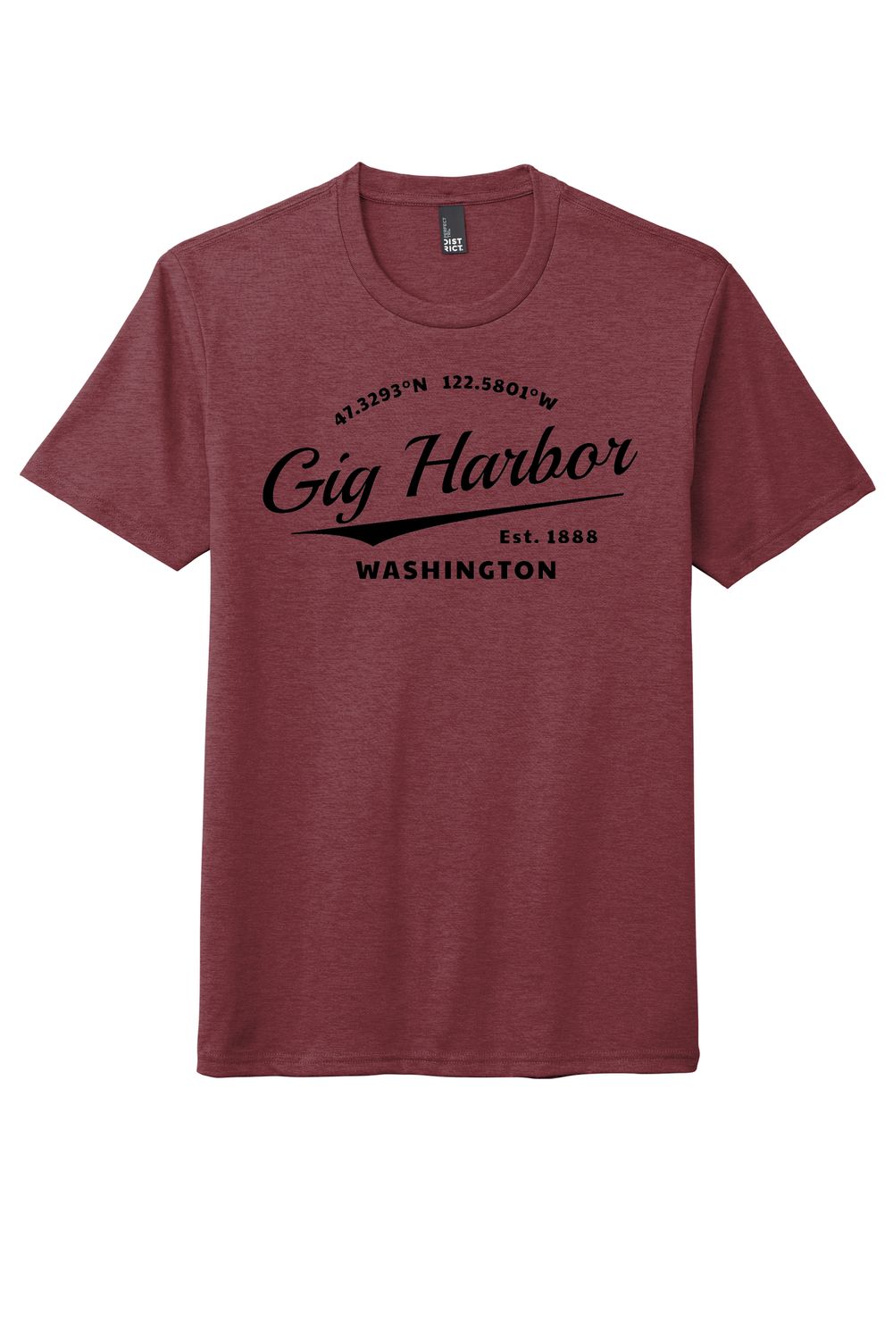 Latitude Over City Tri Tee, Color: Heather Cardinal, Size: X-Small, Style: Gig harbor