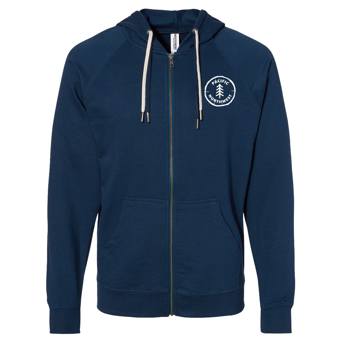 Pacific Northwest Tree Ring Zip-Up Hoodie, Size: Small, Color: Navy