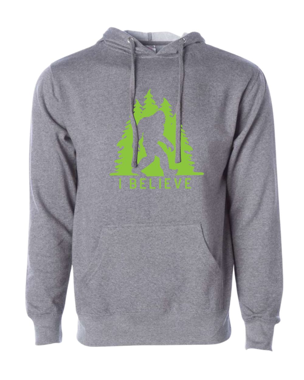 Sasquatch in Trees  I Believe Pullover Hoodie, Color: Gunmetal, Size: XSmall