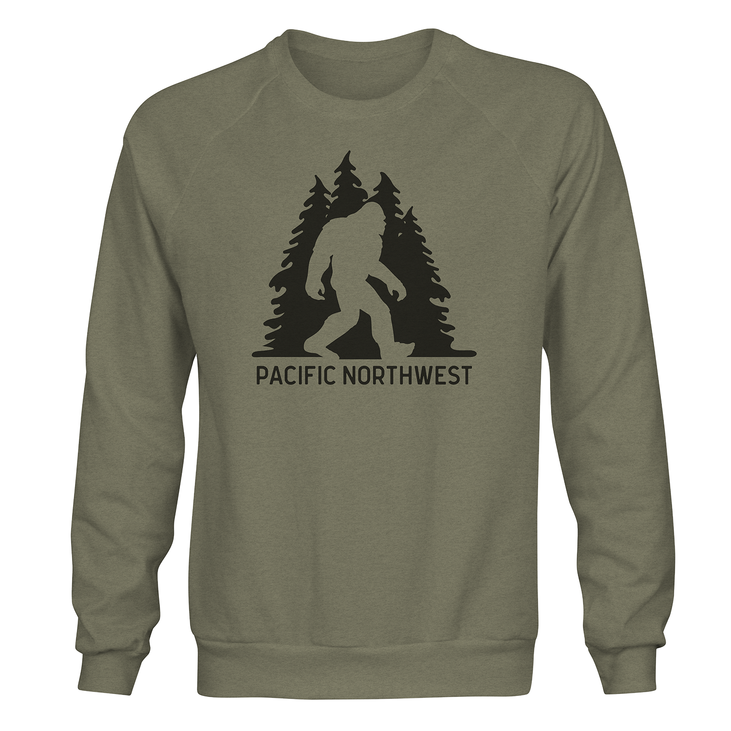 Sasquatch in Trees Pacific NW Crewneck Sweatshirt