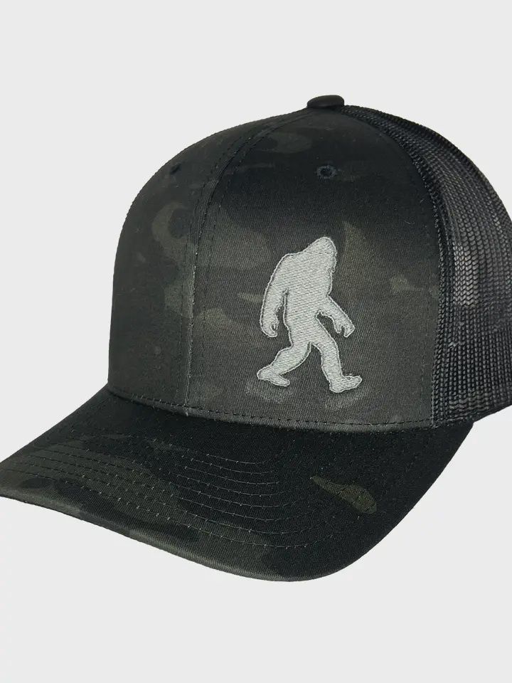Sasquatch Curved Bill Trucker Hat, Color: Black Camo