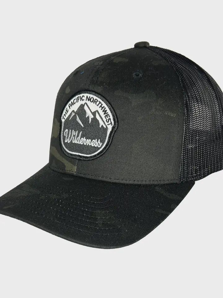 Bold Mountains Patch Curved Bill Trucker, Color: Camo-Black