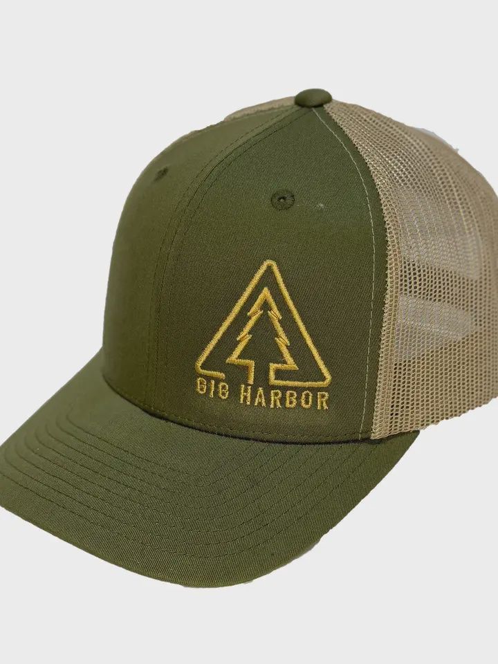 Triangle Tree Trucker Cap, Color: Moss/Khaki, City: Gig Harbor