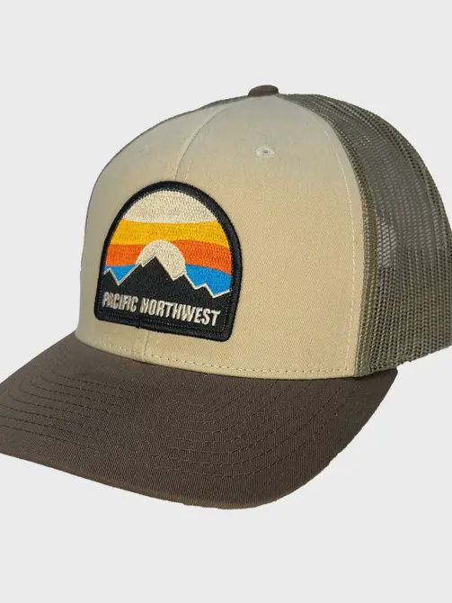 Bright Sky Patch Curved Bill Trucker, Color: Tan-Loden-Brown