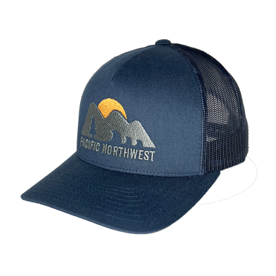 Mountain.Tree.Waves Curved Bill Trucker