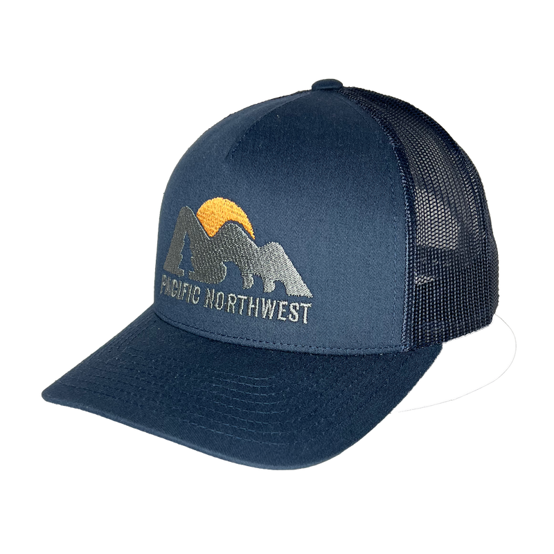 Mountain.Tree.Waves Curved Bill Trucker