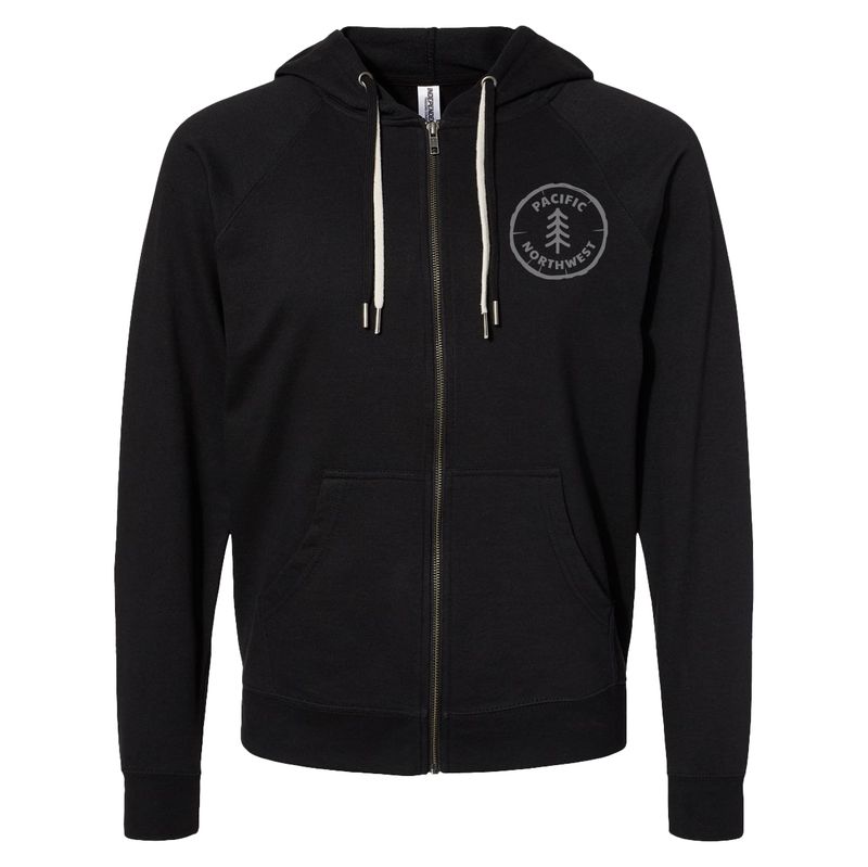 Pacific Northwest Tree Ring Embroidered Zip Up Sweatshirt