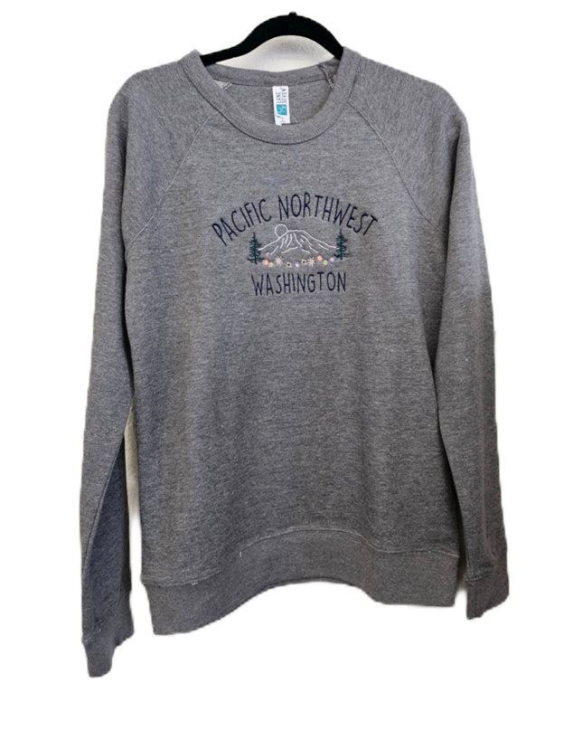 Mountain Scene Embroidered Pullover Crewneck