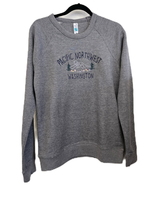 Mountain Scene Embroidered Pullover Crewneck
