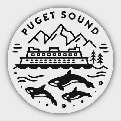 Sticker: Puget Sound Ferry and Orcas