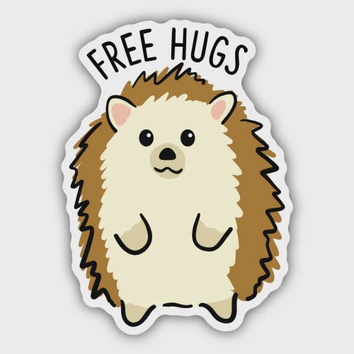 Stickers: Free Hugs Hedgehog Sketch