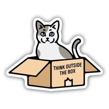 Sticker: Think Outside the Box Cat