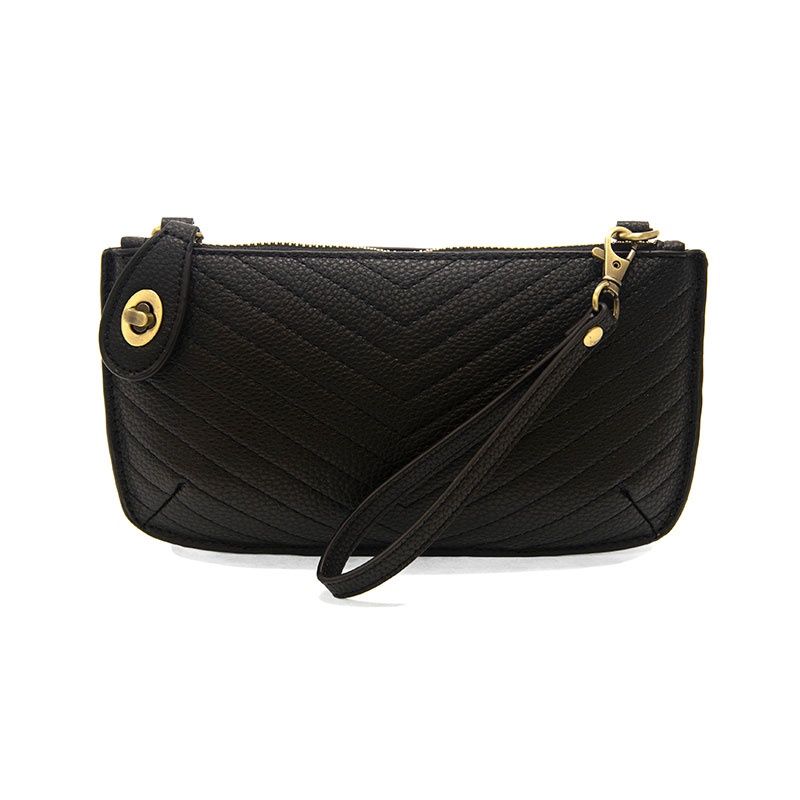 Quilted Mini Crossbody Wristlet Clutch, Color: Black