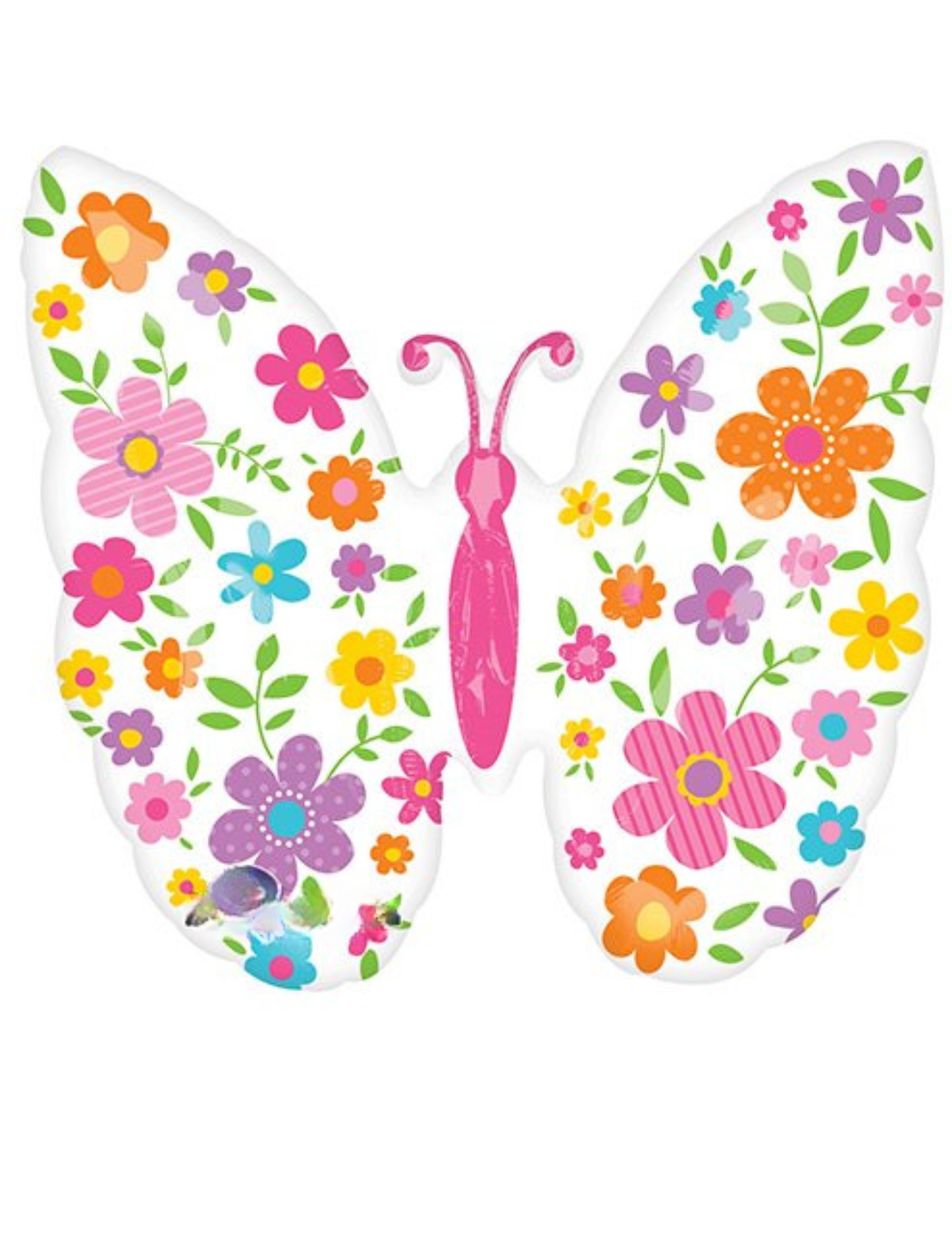 25" Butterfly white with flowers
