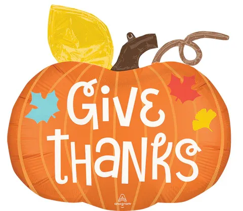 25" Jumbo satin give thanks pumpkin