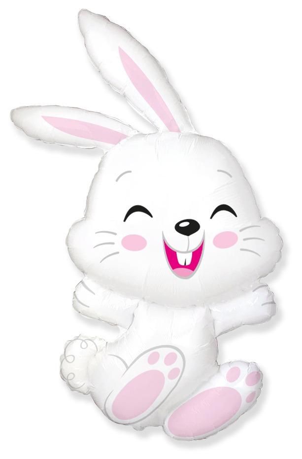 38" Pink & White Bunny Rabbit Foil Balloon