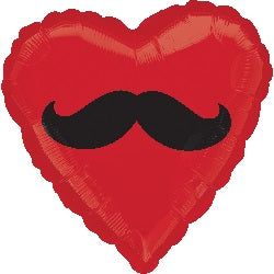 18" Mustache Heart Foil Balloon