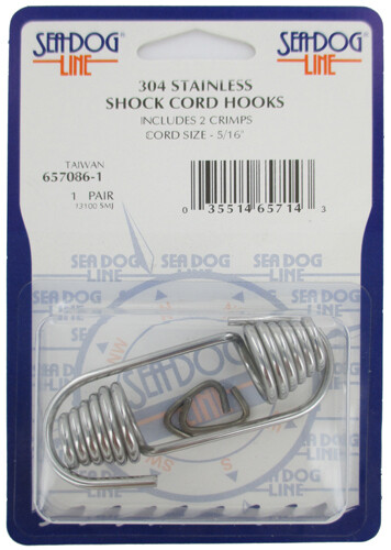 SeaDog Shock Cord Hook SS 5/16&quot; 2pk