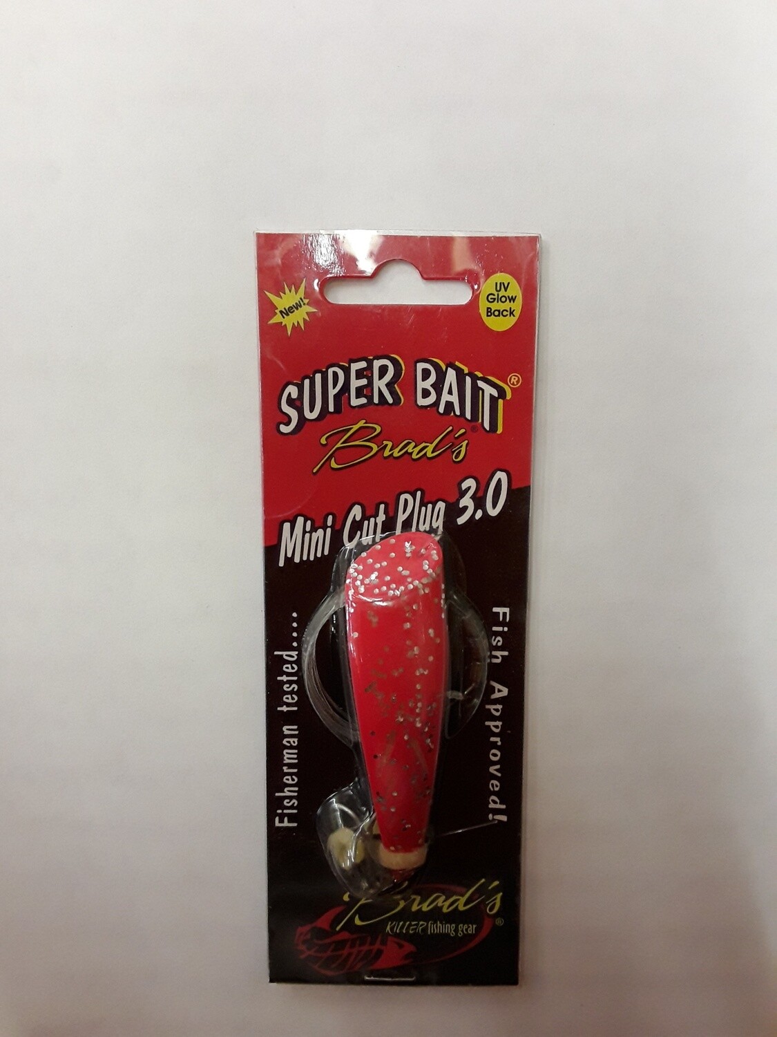 Brad&#39;s MCP-12  Super Bait Mini Cut Plug Rigged Red Glitter 3&quot;