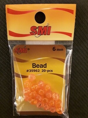 SMI Beads 6mm - Florescent Orange 20-pk