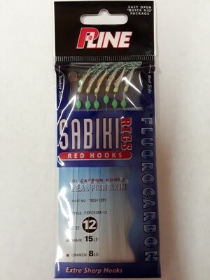 P-Line Sabiki #12 Flrcrbn Fish Skin With Mylar