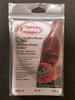 Berkley Steelon Wire-Wound Leaders Bright 0.023in 30lb 12in