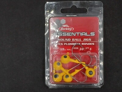 Berkley Essentials Round Ball Jigs Yellow 3/0 3/8oz