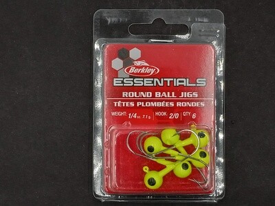Berkley Essentials Round Ball Jigs Chartreuse 2/0 1/4oz