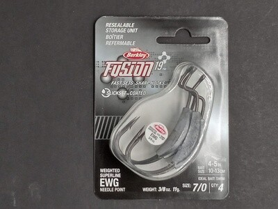 Berkley Fusion19 Weighted EWG Hooks Smoke Satin 7/0 3/8oz