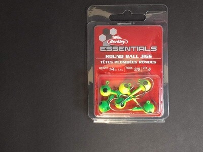 Berkley Essentials Round Ball Jigs Yellow/Green 2/0 1/4oz