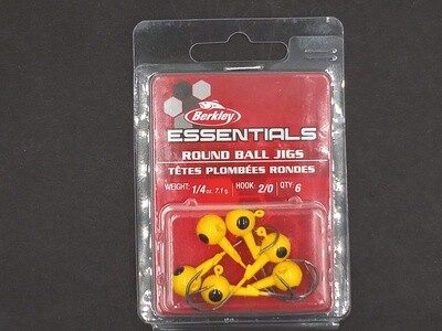 Berkley Essentials Round Ball Jigs Yellow 2/0 1/4oz