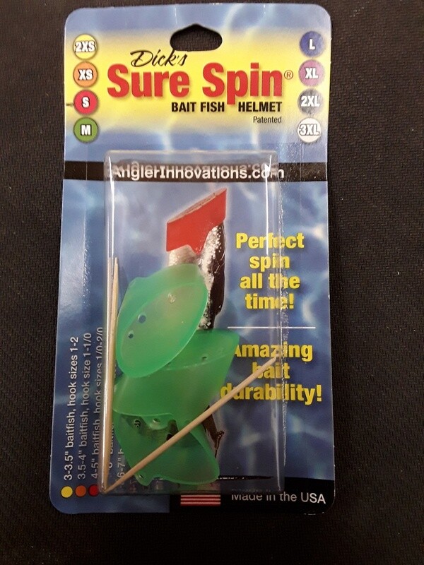 Sure Spin SHCLGRSM3 Baitfish Helmet Green 3Pk SM