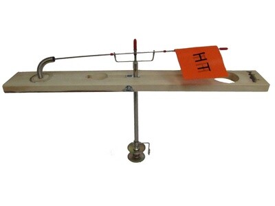 HT Tackle HUSKY WOODEN Tip-up WITH DELUXE TRIP WIRE W/METAL SPOOL