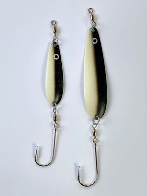 All Rigged Trolling Spoon Bk/Wh/Gl 2.5"
