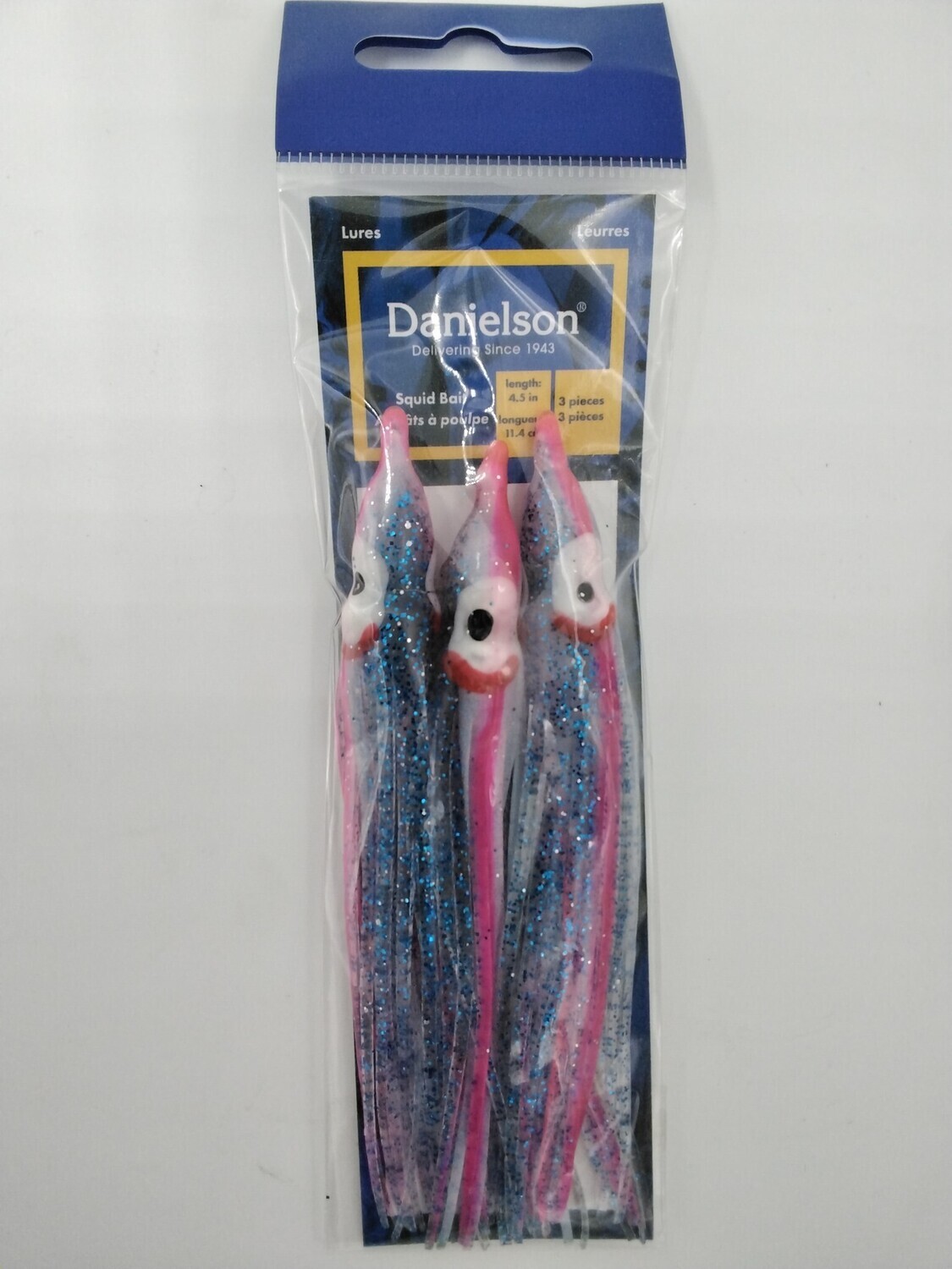 Danielson SQD453101 Squid Bait 4.5'' Electric Blue/Pink Stripe 3pk