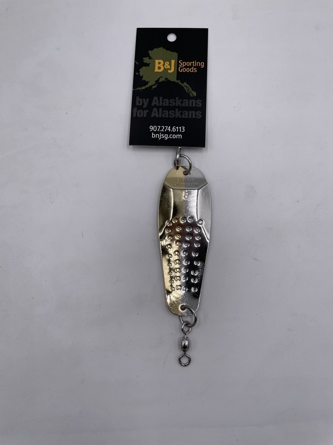 B&amp;J Salmon Magic Trolling Spoon Chrome/Gold sz 5
