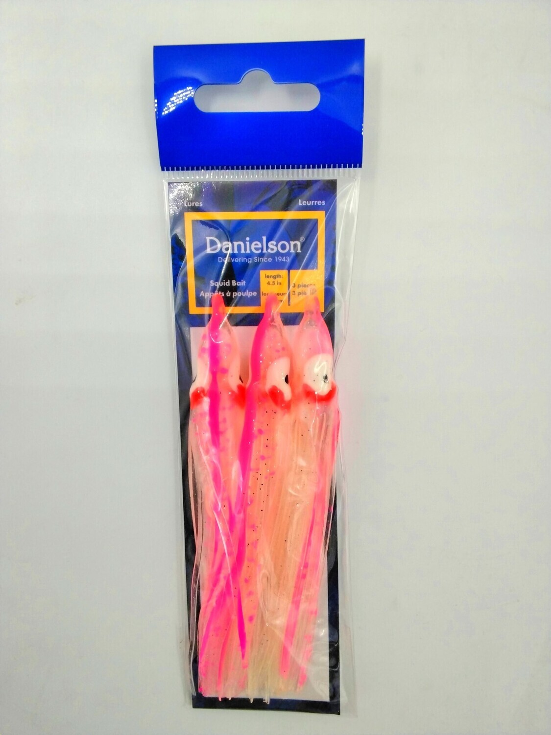 Danielson SQD453131 Squid Bait 4.5&#39;&#39; UV Clear/Pink Spl 3pk