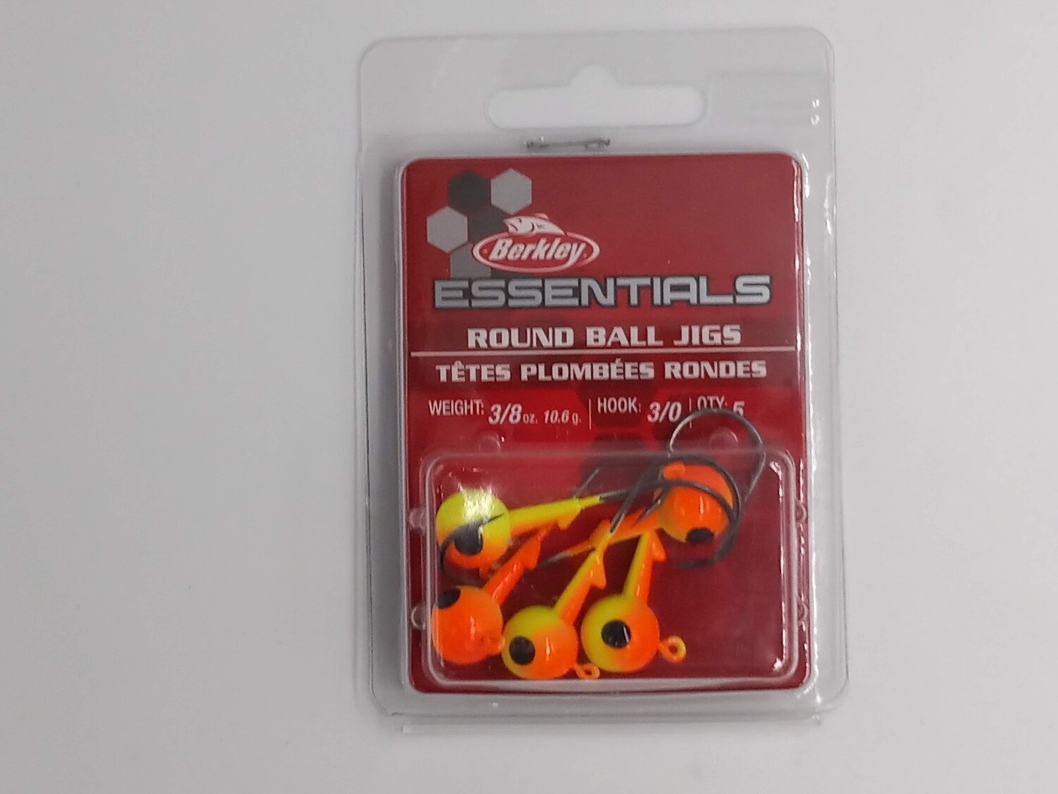 Berkley Essentials Round Ball Jigs Chartreuse/Orange 3/0 3/8oz