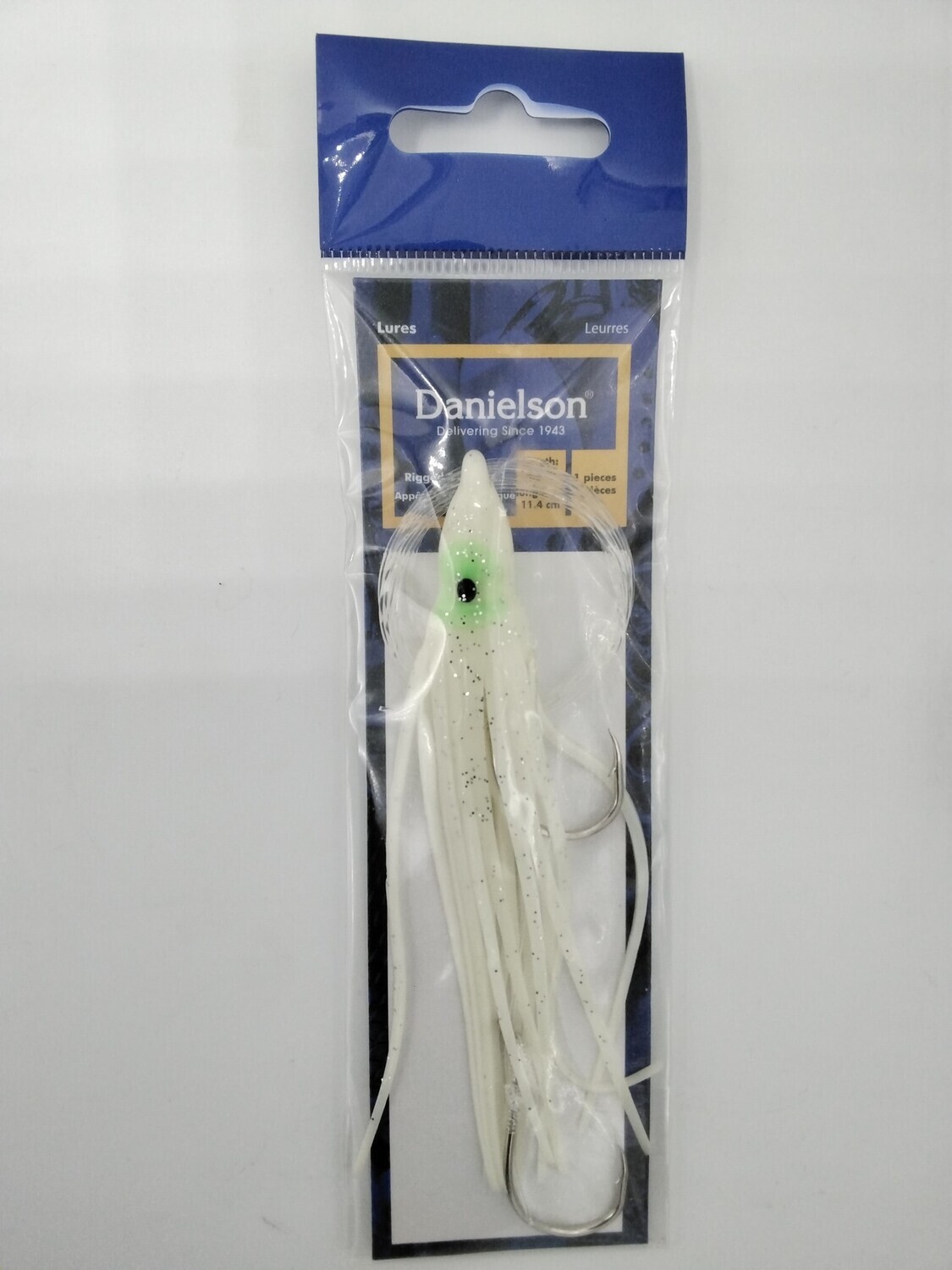 Danielson SQDR45111 Squid Rigged 4.5'' Glow White w/Green Eye