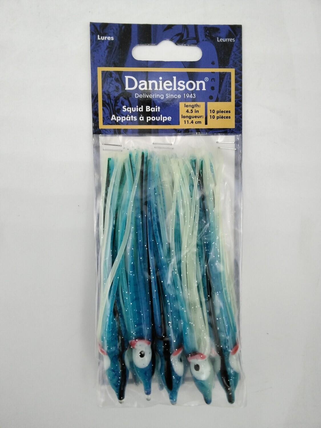 Danielson SQD4510115 Squid Bait 4.5'' Glow Blue Str/Spl 10pk