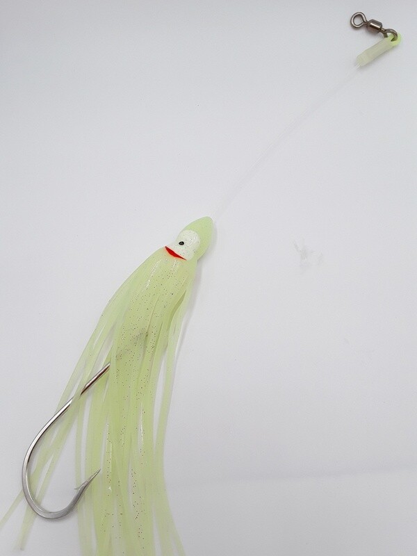 B&amp;J Squid Rig Glow J-Hook 12/0