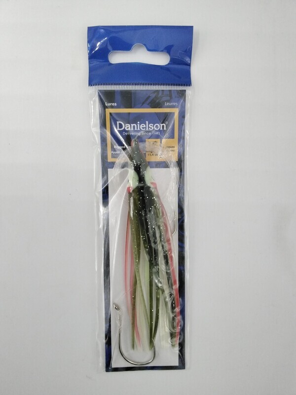 Danielson Squid Skirt Rigged 4.5&#39;&#39; SQDR45128 UV Army Truck Green / Red