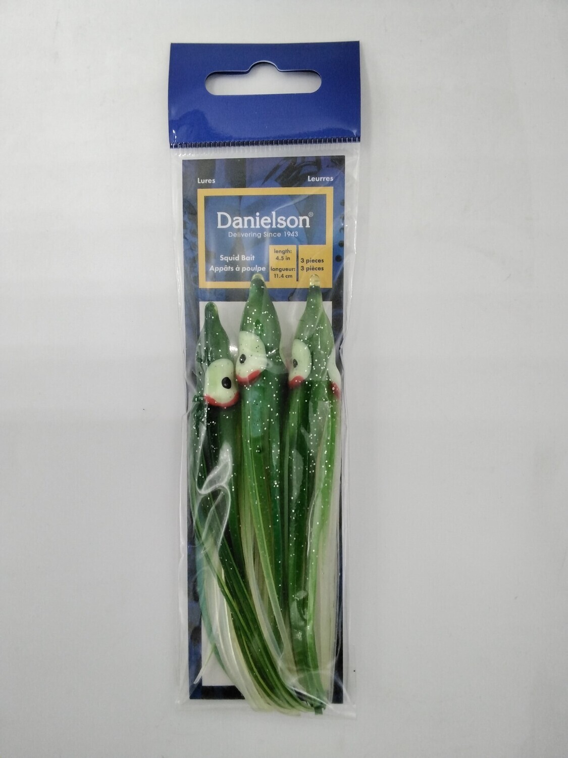 Danielson SQD453136 Squid Bait 4.5'' UV Evergreen/Pearl 3pk