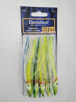 Danielson SQD4510132 Squid Bait 4.5&#39;&#39; UV Clear/Chartreuse/Blue