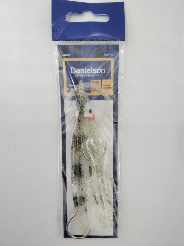 Danielson Squid Skirt Rigged 4.5&#39;&#39; SQDR45113 Glow / Black crs