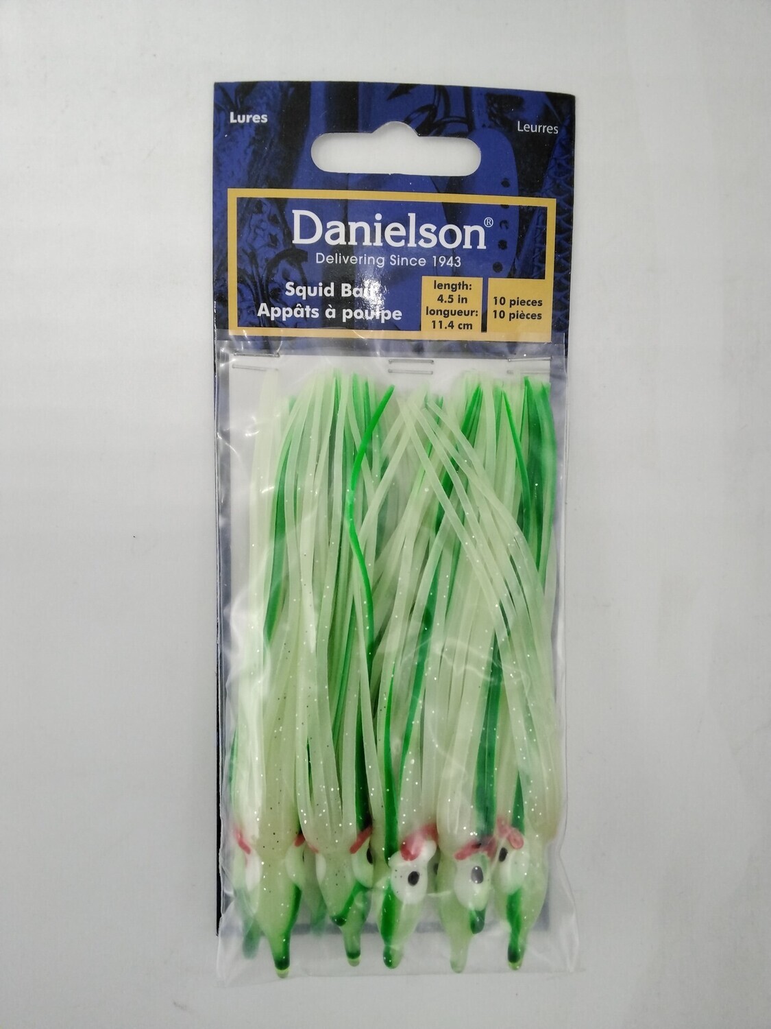 Danielson SQD4510118 Squid Bait 4.5'' Glow/Green St 10pk