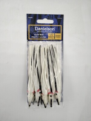Danielson SQD4510144 Squid Bait 4.5&#39;&#39; White W/Blk Streak