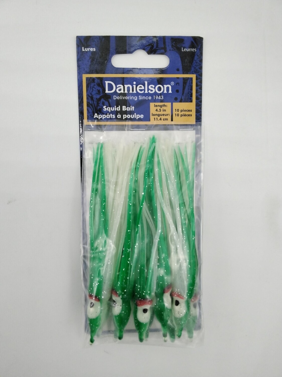 Danielson SQD4510102 Squid Bait 4.5'' Green/Pearl White/Silver Glow