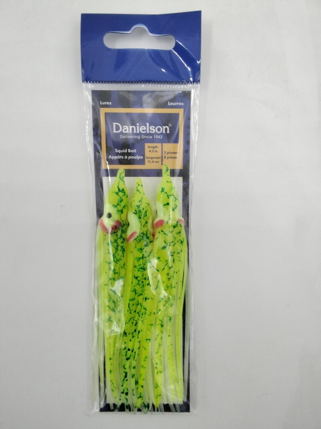 Danielson SQD453105 Squid Bait 4.5'' Glow Chartreuse Spl 3pk